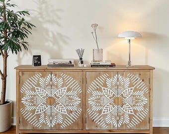Vintage Sideboard Buffet Cabinet Carved Wood Credenza Storage Console