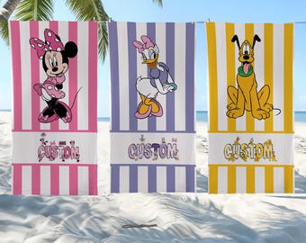 Custom Mickey And Friends Beach Towel, Custom Summer Beach Towel, Custom Disney, Kids towel, Summer Gift, Beach Trip