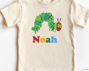 Very Hungry Caterpillar Kids Shirt, Custom Name Birthday Kids Shirt, Custom Hungry Caterpillar T-Shirt, Cute Toddler Tee, Gift for Kids