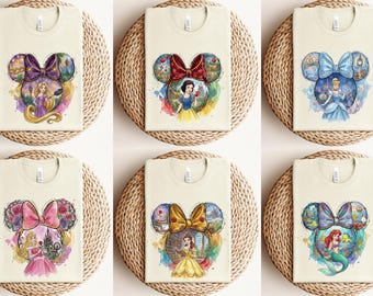 Disney Princess Shirt, Watercolor Princess Ears T-Shirt, Disneyland Girls Trip Shirt, Magic Kingdom Vacation Shirt, Matching Family Tees