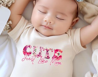 Cute Just Like Mom Baby Bodysuit, Cute Just Like Mom Toddler T-Shirt, Funny Bodysuit, Baby Shower Gift, Mother's Day Gift, Floral Kids Shirt