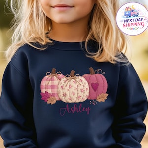 Custom Pumpkin Sweatshirt, Pumpkin Season Sweatshirt, Faux Patchwork Pumpkin Tee, Fall Autumn Toddler T-Shirt, Thanksgiving Gift