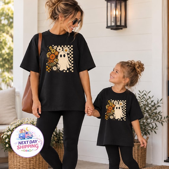 Floral Ghost Halloween Matching Shirt, Halloween Ghost Sweatshirt, Spooky Season Toddler Shirt, Cute Ghost T-Shirt