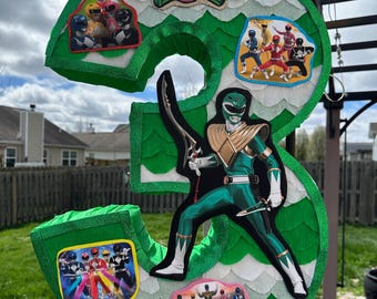 Piñata de números Color Ranger hecha a mano - Piñatas personalizadas
