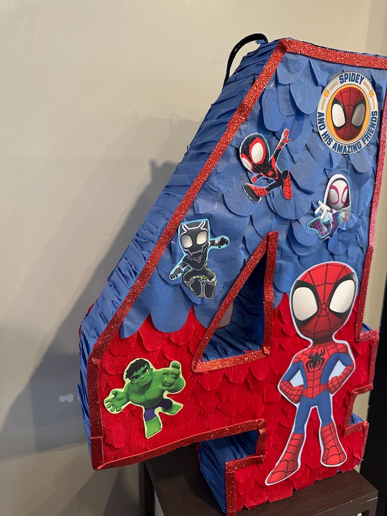 Spiderman Pinata Number - Personalized Number Piñatas afbeelding 4