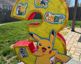 Pinata numéro Pikachu faite main - Piñatas numéro 3 personnalisées
