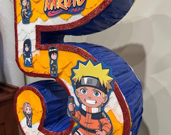 Piñata de anime ninja hecha a mano con el número 5 - Piñatas personalizadas