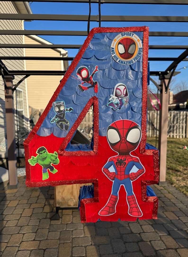 Spiderman Pinata Number - Personalized Number Piñatas afbeelding 3