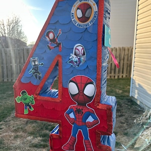 Spiderman Pinata Number - Personalized Number Piñatas afbeelding 1