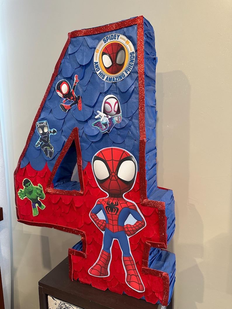 Spiderman Pinata Number - Personalized Number Piñatas afbeelding 6