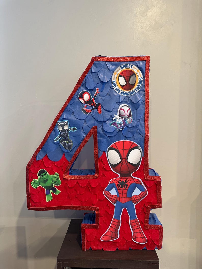 Spiderman Pinata Number - Personalized Number Piñatas afbeelding 5