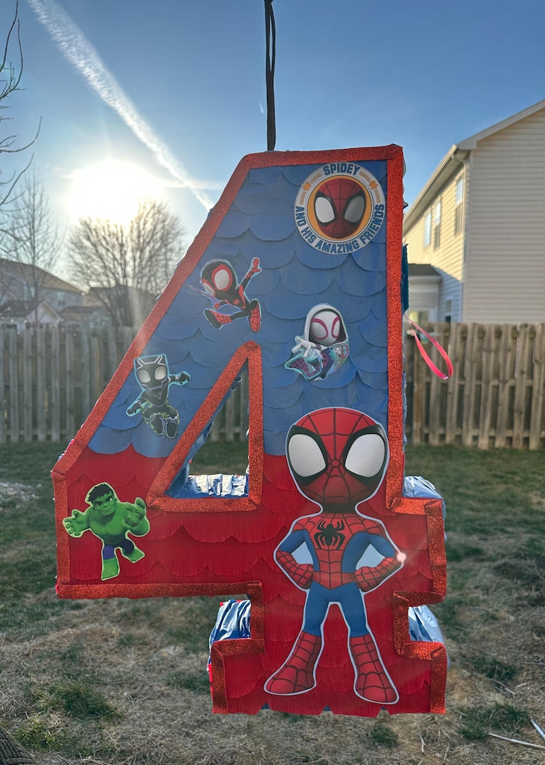 Spiderman Pinata Number - Personalized Number Piñatas afbeelding 2