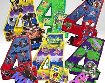 Pinata numéro quatre faite main - Pinata personnalisée thématique