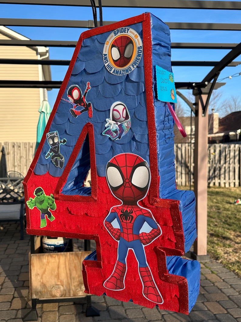 Spiderman Pinata Number - Personalized Number Piñatas afbeelding 9