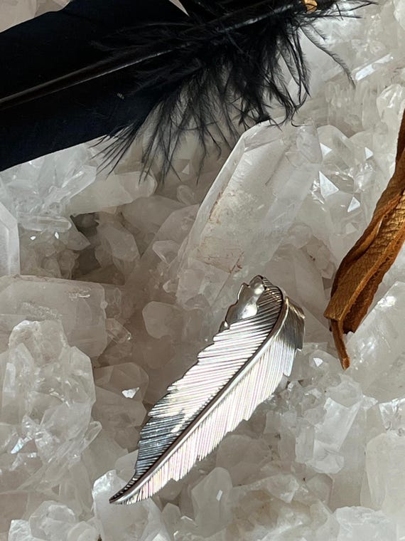 Sterling Native American Feather Ring (signed) - image 1