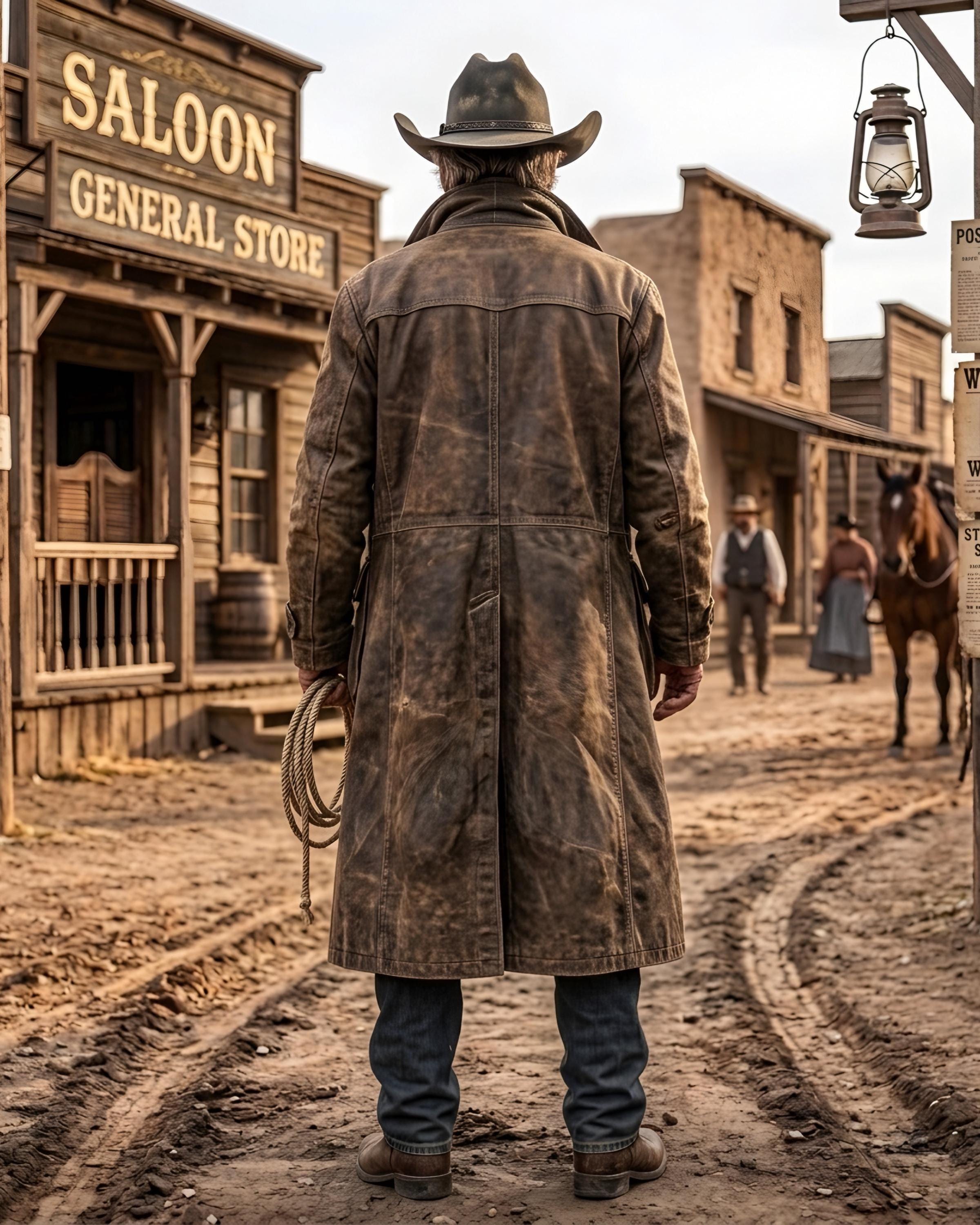 Men's Western Leather Duster Coat: Vintage Cowboy Outlaw Ranch Style - Etsy