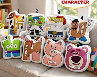 Custom Toy Story Letter Pillow, Personalized Disneylandland Alphabet Pillow, Woody Buzz Lightyear Name Cushion, Cartoon Plush Pillow