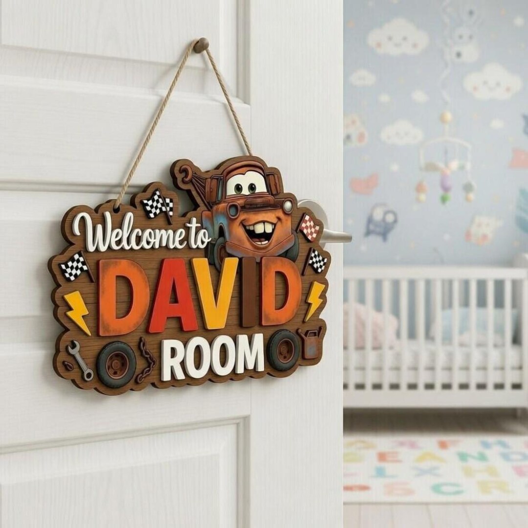 Mater Rustic Sign Personalized Cars Mater Wooden Name Sign, Custom Mater Room Door Sign ...