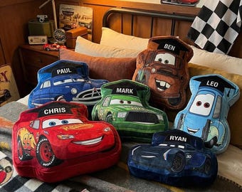 Almohada personalizada de graduación de coches para niños, peluche de Rayo McQueen con nombre personalizado, almohada de coche de dibujos animados, regalo para la decoración de la habitación de los niños