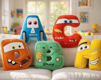 Disneyland Cars Pillow, Lightning McQueen Decor Cushion, Cars Movie Gift Idea, Pixar Racing Car Pillow, Cartoon Car Room Decor