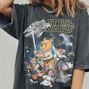 Vintage Retro Winnie The Pooh Star Wars shirt, May The Force be with you Galaxy's Edge Disneyland World Disneyland family matching shirts Bild 1