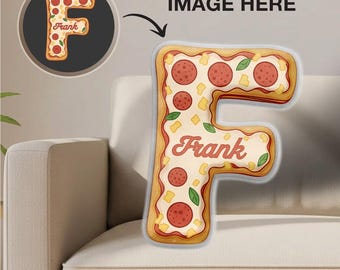 Personalized Delicious Pizza Letter Shape Pillow, Custom Name Pizza Cute Plush Pillow, Fast Food Lovers Throw Pillow, Gift For