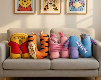 Personalized Pooh And Friends Letter Pillow, Custom Disneyland Name Pillow, Winnie The Pooh, Piglet Eeyore Tigger Plush Gift