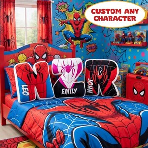 Custom Spidey Letter Pillow Personalized Superhero Name Pillow Spidey Friends Pillow Super Hero Nursery Decor Baby Shower Gift Room Decor
