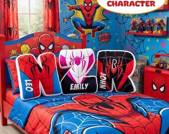 Custom Spidey Letter Pillow Personalized Superhero Name Pillow Spidey Friends Pillow Super Hero Nursery Decor Baby Shower Gift Room Decor