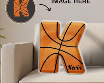 Personalized Basketball Letter Pillow Custom Initial Pillow with name, Pillow Basketball Lover Player Fans Gift, Basketball Lovers Gifts