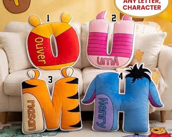 Personalized Pooh And Friends Letter Pillow, Custom Disneylandland Name Pillow, Winnie The Pooh, Piglet Eeyore Tigger Plush Gift