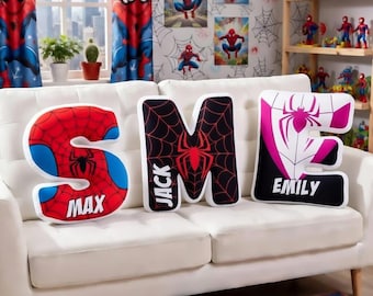 Custom Spidey Letter Pillow Personalized Superhero Name Pillow Spidey Friends Pillow Super Hero Nursery Decor Baby Shower Gift Room Decor