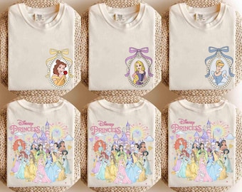 Custom Disneyland Princess Character Shirts, Vintage Disneyland Princess Tee, Disneyland Girl Trip, Tiana, Cinderella , Rapunzel