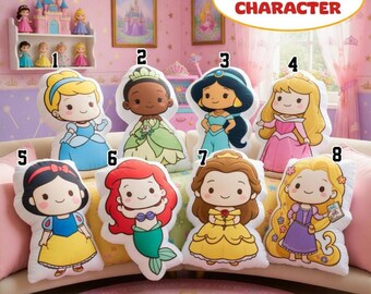 Personalized Disneylandland Princess Pillow, Custom Princess Cushion, Cute Cartoon Princess Decor, Fairytale Room Gift