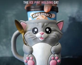 Cuddles the Cat Ice-Cream Pint Holder