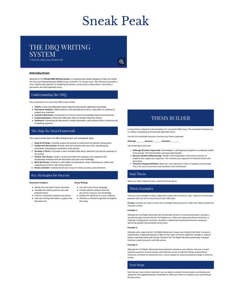 AP DBQ Template | DBQ Writing Guide | Editable Canva Essay Outline ...