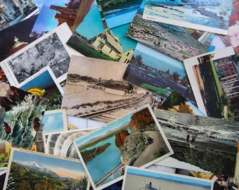 Lot of 60 Vacation Vintage Unused Postcards Travel Postcards Scenic Linen Chrome Retro RPC Ephemera