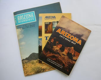 Vintage Arizona Highways Magazine 1956 Arizona Road Map Travel Brochure Ephemera Lot