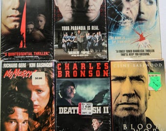 Vintage VHS Action Thriller Lot Sealed Death Wish II Clint Eastwood Retro Video Store Decor