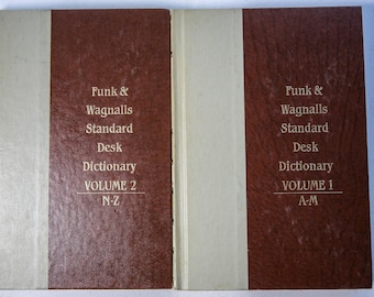 Funk & Wagnalls Standard Desk Dictionary 1985 2-Volume Set | Gold Hardcover Reference Books