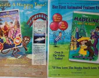 Madeline Lost in Paris Disney VHS Print Ad 2 Page Spread Retro 90s Kids Nostalgia