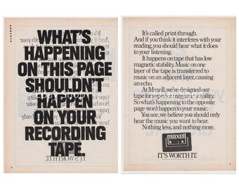 1981 Maxell Cassette Tape Ad: Two-Page Audio Recording Studio Wall Art (8x11)