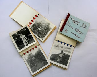 Vintage 1950s Snapshot Photo Album Lot 40+ Black & White Family, Boats, Kids, Nature Ephemera