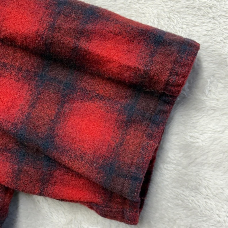 Vintage Pendleton Shadow Plaid Flannel Size M Short Sleeve Wool Board Shirt image 10