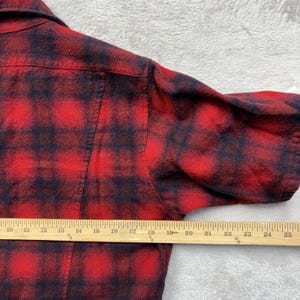 Vintage Pendleton Shadow Plaid Flannel Size M Short Sleeve Wool Board Shirt image 5