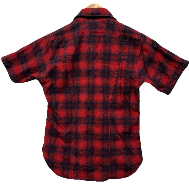 Vintage Pendleton Shadow Plaid Flannel Size M Short Sleeve Wool Board Shirt image 2