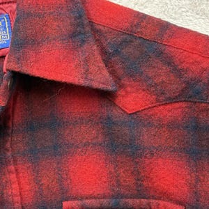 Vintage Pendleton Shadow Plaid Flannel Size M Short Sleeve Wool Board Shirt image 7