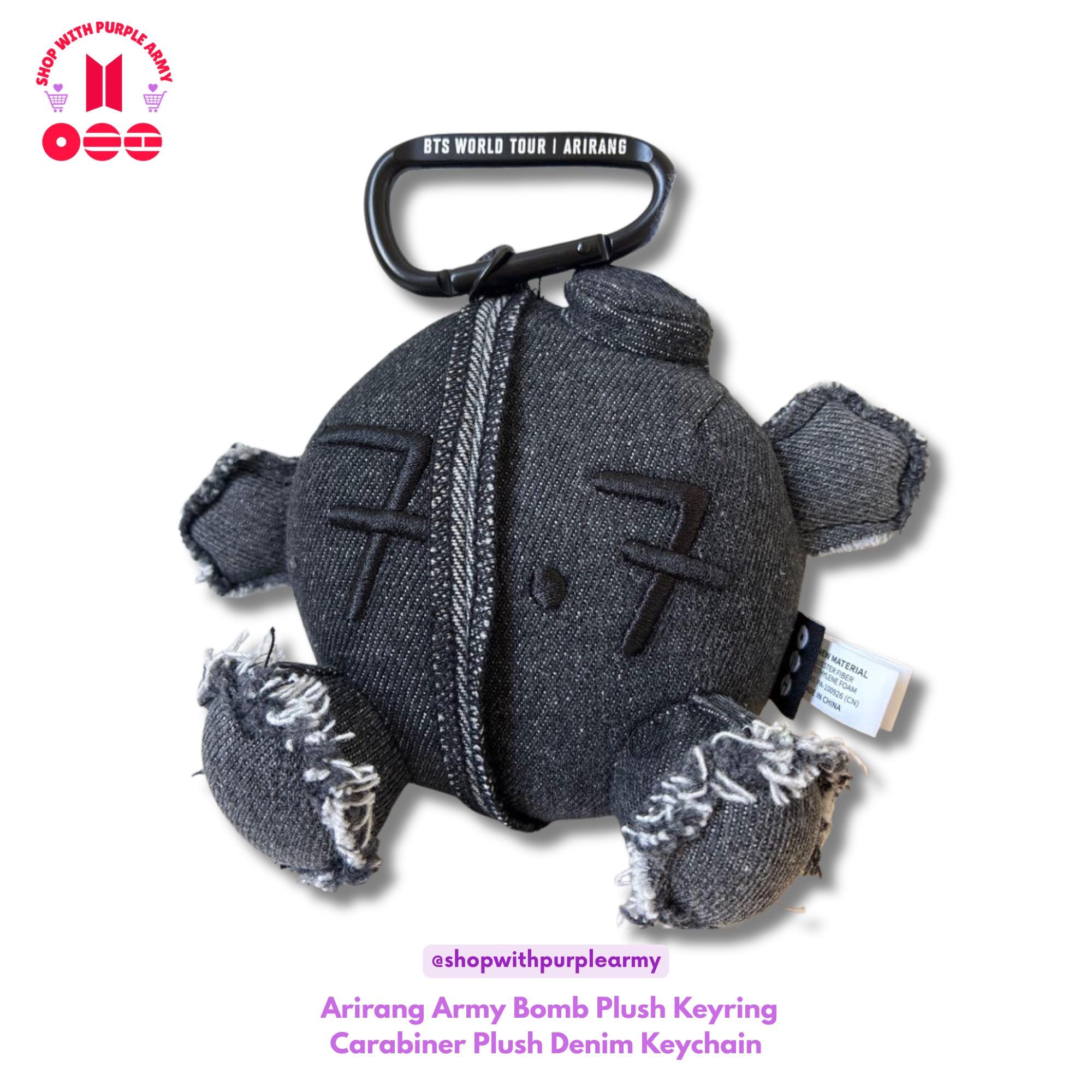 BTS WORLD TOUR BUSAN デニム キーホルダー arirang Arirang Army Bomb Plush Keyring | Carabiner Plush Denim Keychain