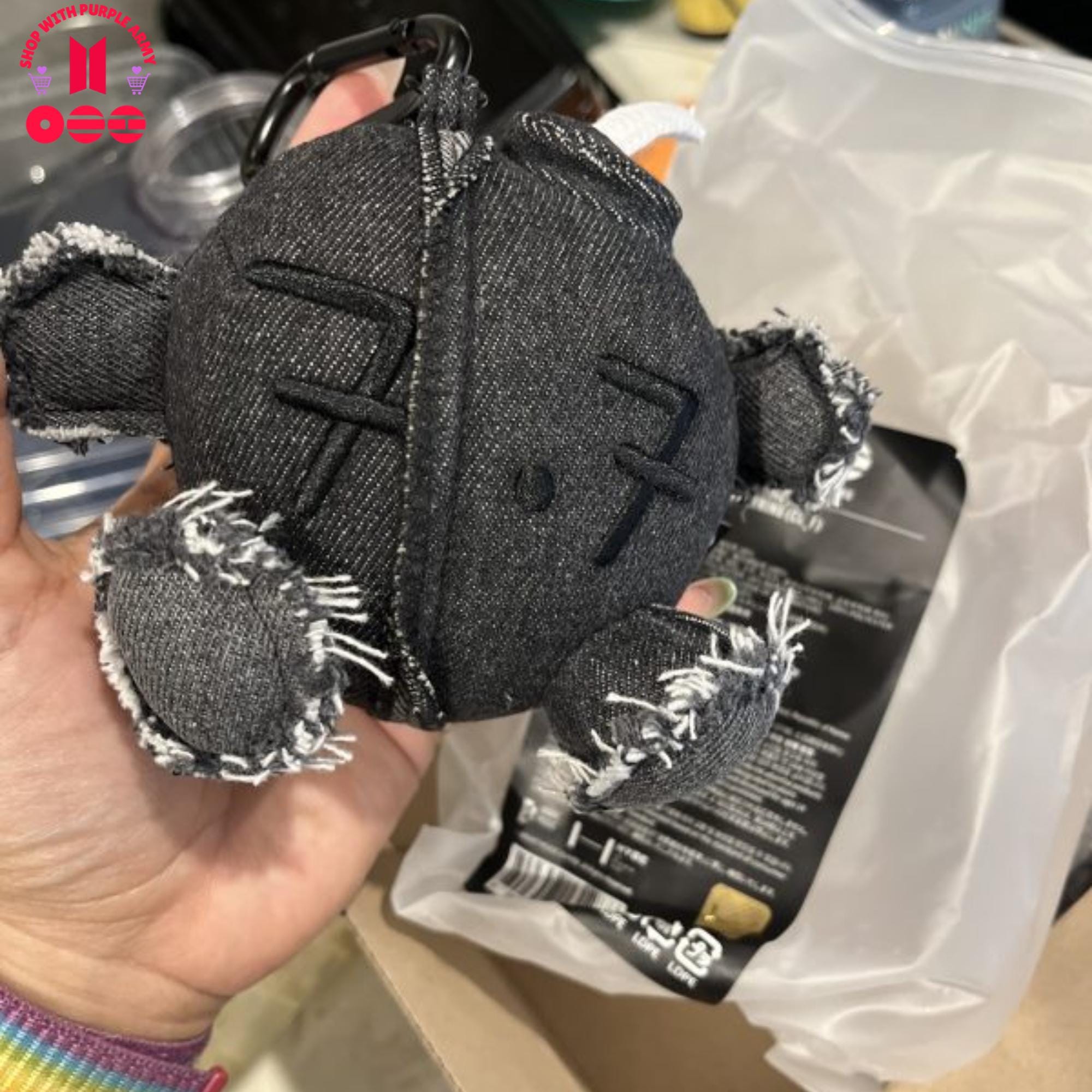 Arirang Army Bomb Plush Keyring | Carabiner Plush Denim Keychain