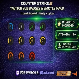 Counter Strike FACEIT-subbadges en emotes | Twitch-badgepakket | DIRECT DOWNLOADEN